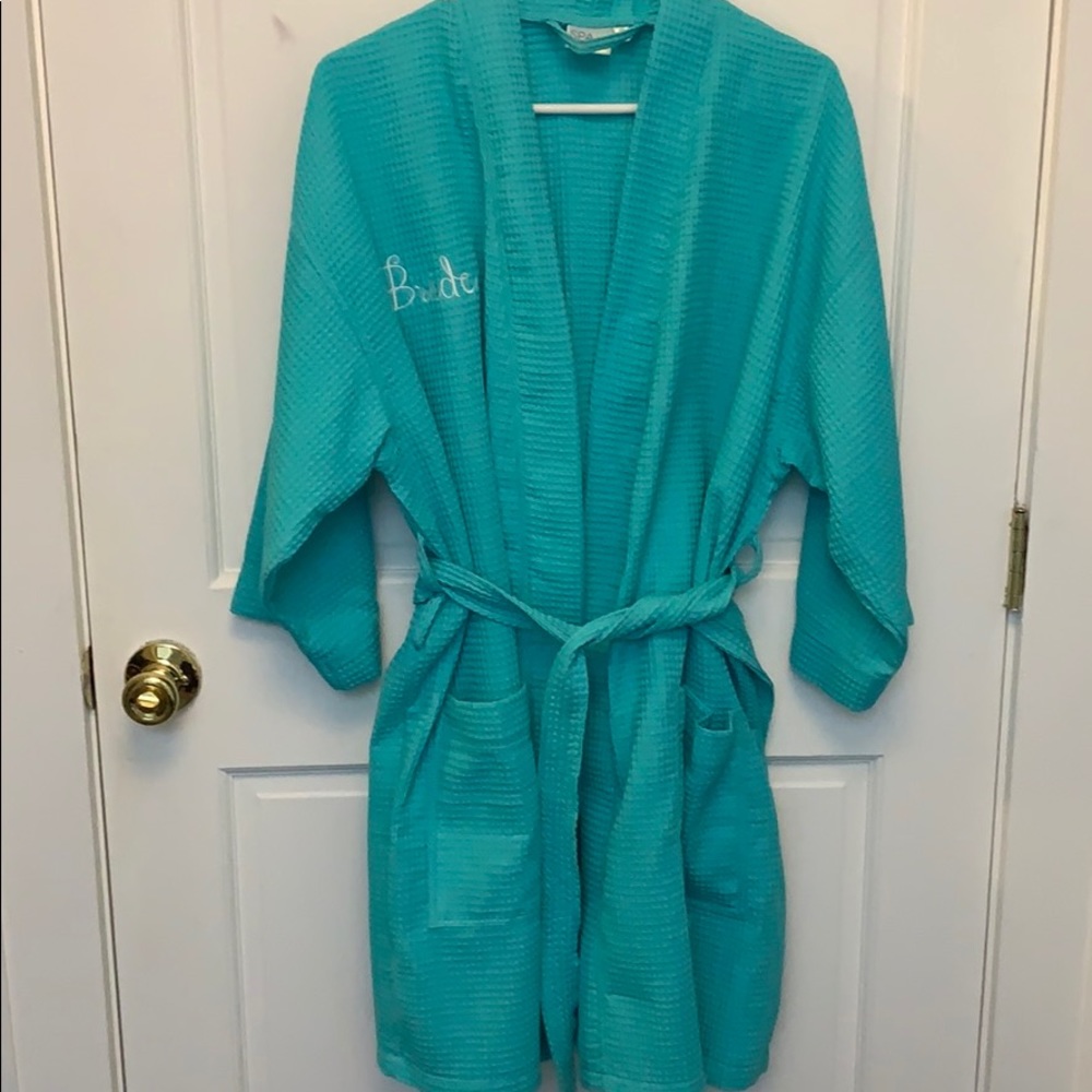 Teal BRIDE robe one size WITH POCKETS